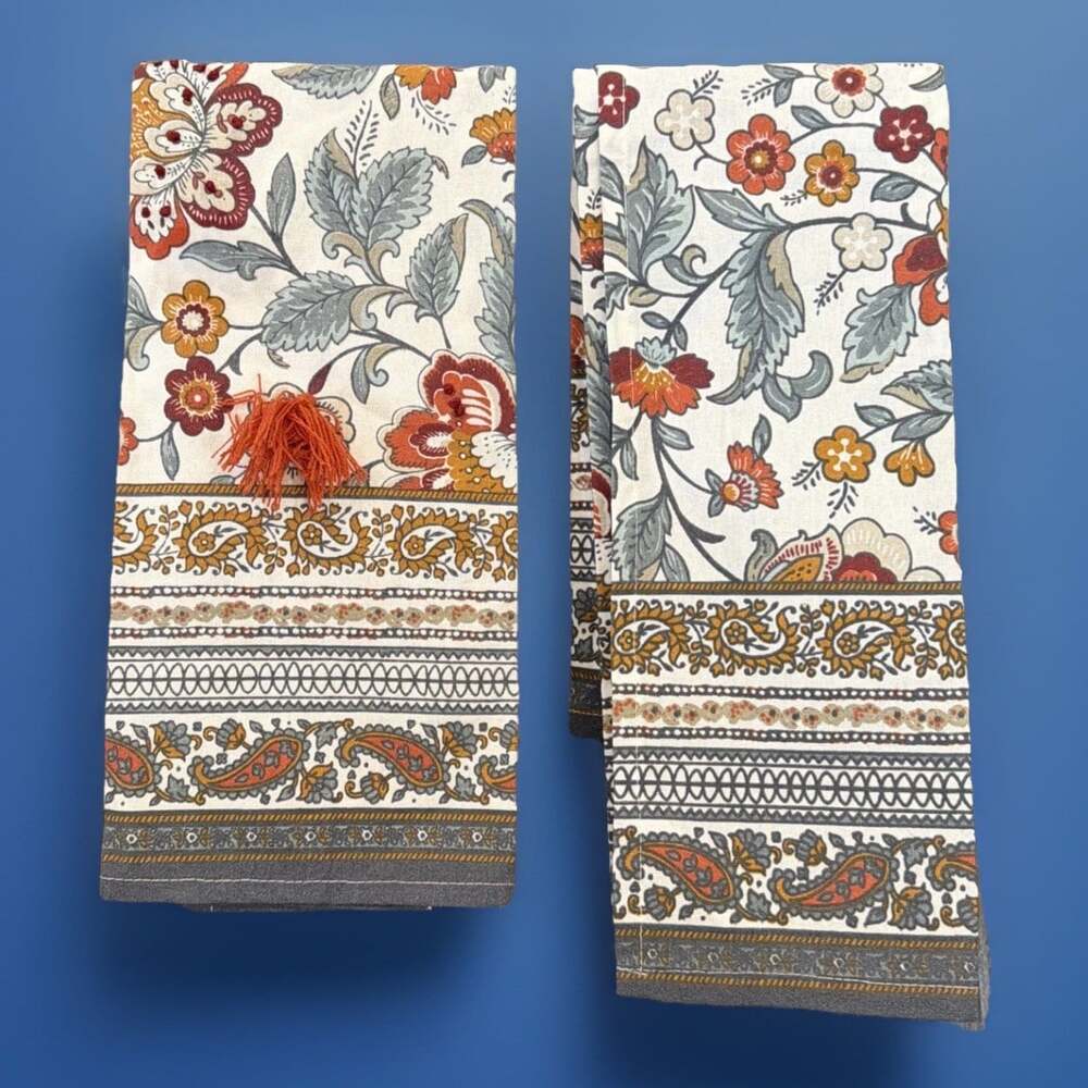 ENVOGUE Paisley India Handblockd Paisley 100% COTTON 2- 18 X 28 NWOT
